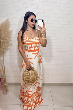 Vestido Bege c/ Laranja