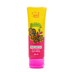 Frasco de sabonete facial Tutti Frutti Babasoul de 100ml, com design colorido e rótulo divertido.