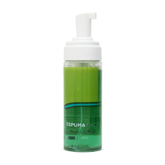 Frasco de espuma facial de aloe vera Alleva com 150ml, mostrando a embalagem verde com bomba dosadora.