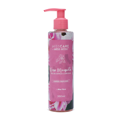 Frasco de gel de limpeza corporal Rosa Mosqueta da Miss Rôse, 200ml, com tampa de bomba.