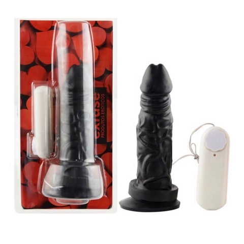 Pênis Macio 15,4x4cm com Vibrador Preto