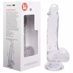 Pênis Realístico Transparente 24 x 3,8Cm Clear Silicone com Escroto e Ventosa - comprar online
