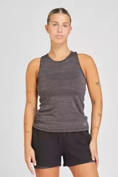 MUSCULOSA COMPETICION CATIONICA DAMA GRIS MELANGE OSCURO - comprar online