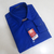 Camisa Slim manga longa 100% poliéster - Azul royal - comprar online
