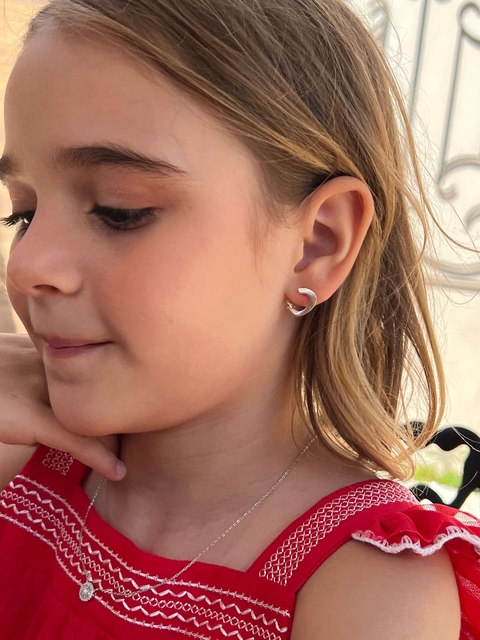 Brinco Argola Coração Pequena De Click Prata 925