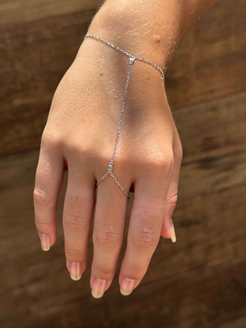 Pulseira de Mão c/ Zircônia Prata 925