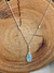 Corrente Gota Azul AG. Marinha 40/45/50cm Prata 925
