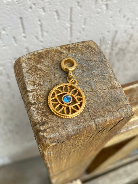 Pingente Medalha Olho Grego Semijoia