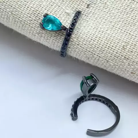 Piercing Fake Prata Com Banho De Rodio Negro Prata 925