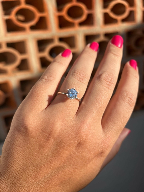 Anel Solitário Grande Com 5 Garras Prata 925