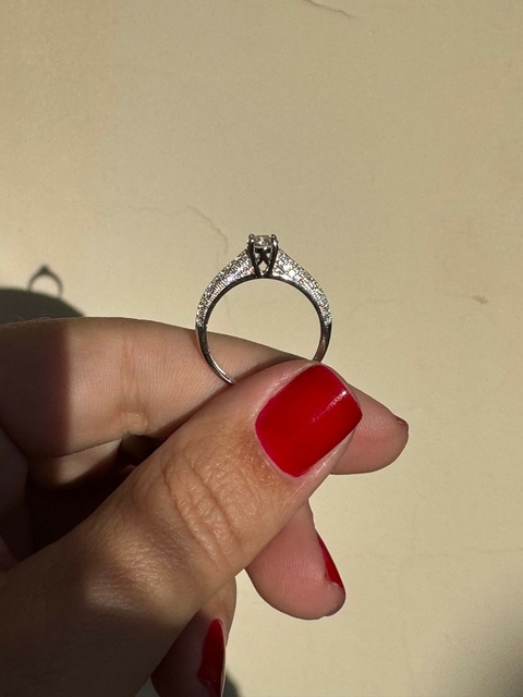 Anel Solitário 5mm Microcravação Prata 925