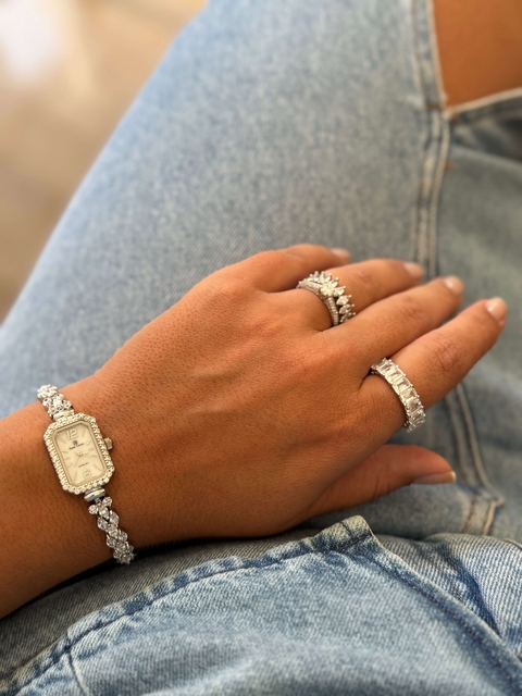 Relogio Riviera Retangular Ródio