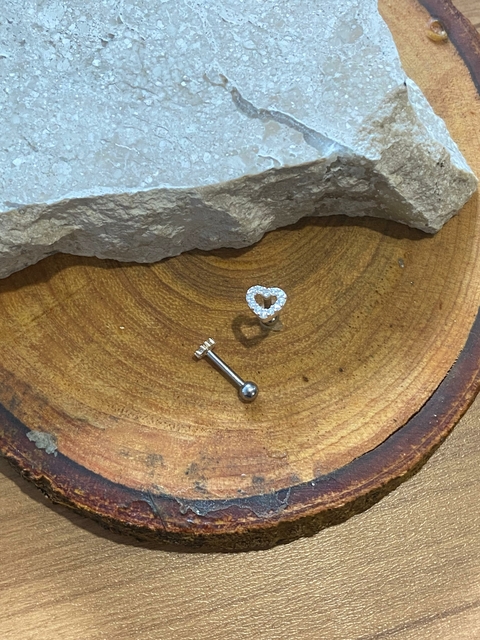 Piercing Coração Vazado Zirc Prata 925