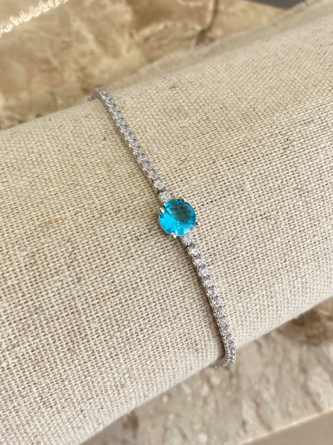 Pulseira Riviera Com Pedra Azul e Extensor Prata 925