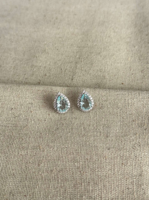 Brinco Gota Agua Marinha 7mm Prata 925