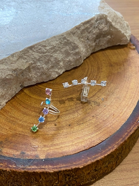 Piercing Fake Cinco Zirconias Prata 925