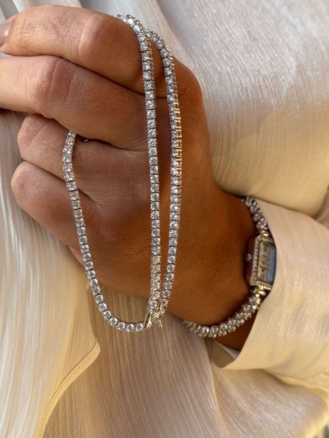 Gargantilha Riviera 42Cm 3mm 4 Garras Prata 925