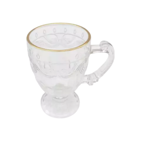 519883 - CANECA CRISTAL COM PE IMPERIAL C/FIO DE OURO 190ML 5764