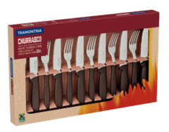519121 - TALHER FAQUEIRO INOX TRAMONTINA JUMBO CHURR.12PCS PLENUS MARROM 23498460