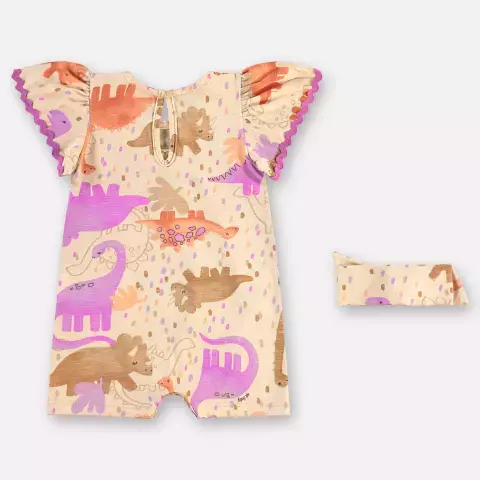 Romper/Macaquinho com faixa de cabelo dinos Up Baby