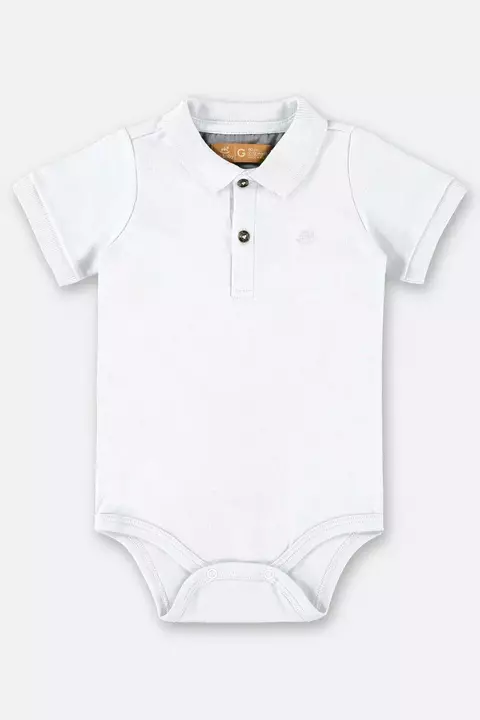 Body Polo em Suedine para Bebê Menino (Branco) Up Baby