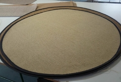 #236 CARPETA SISAL PANAMÁ NATURAL REDONDA CON RIBETE DE CUERINA NEGRA 2cm 1,38m de diámetro. en internet
