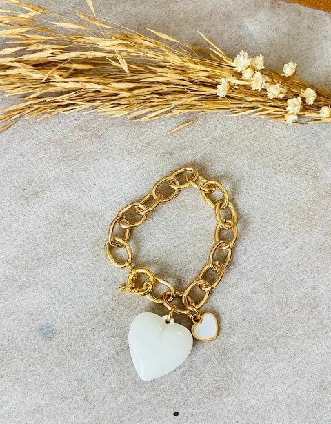Pulseira coração branco