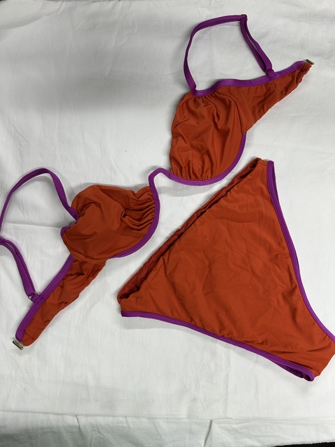 Hot pants aro laranja / roxo