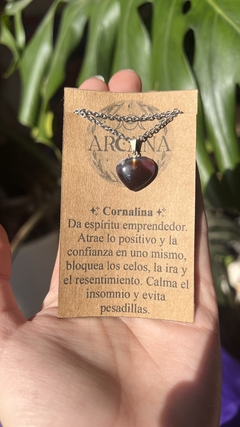 Collar Cornalina Corazón Mini