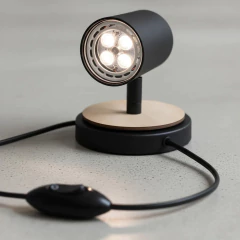 Aplique 1l Spot Negro Blanco Madera Cabecera Cama Lectura Con Cable - tienda online