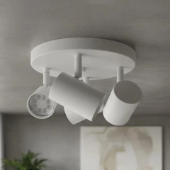 Base Circular 4l Spots Dicroled Negro/Blanco apto Ventilador - comprar online