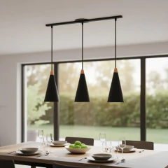 Colgante 3 Luces Nórdico Cónico c/Detalle en Madera en internet