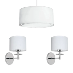 Combo Habitación Colgante Cilíndrico + 2 Apliques C/acrilico