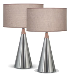 Combo Veladores Platil Madera Pantalla Cáñamo Oscuro - comprar online