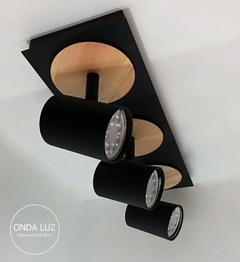 Imagen de Aplique 3l Dicroled Spot Negro Blanco Con Madera Apto Pared O Techo