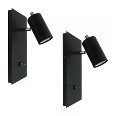 Aplique X2 Spot Dicro Negro Con Detalle Cromo Con Interruptor en internet