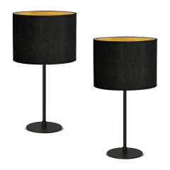 Pack X2 Unidades Velador Negro Pantalla Negra Interior Dorado - comprar online