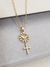 Gargantilha Espírito Santo+Cruz Banhada Ouro 18K Cravejada com Zircônias Cristal