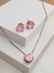 Conjunto Ponto de Luz Rose e Azul Banhado Ouro 18K (45cm) - Ela Bella Semijoias