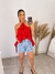 Blusa com Babados e Flor Vermelha - DCozer