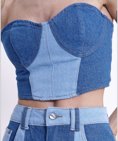 Cropped Corset Mix Denim