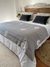 Pie de Cama Pintado a mano Reversible gris grafito/ Flor Loto 2,50x1,20