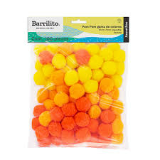 POM POM BARRILITO AMARILLO 100 PIEZAS