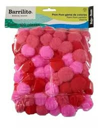 POM POM BARRILITO ROJO 100 PIEZAS