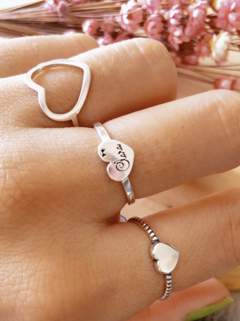 Anel Coração Aro de Bolinhas