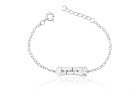 PULSEIRA PERSONALIZADA INFANTIL CHAPA COM ANJO AJOELHADO VAZADO