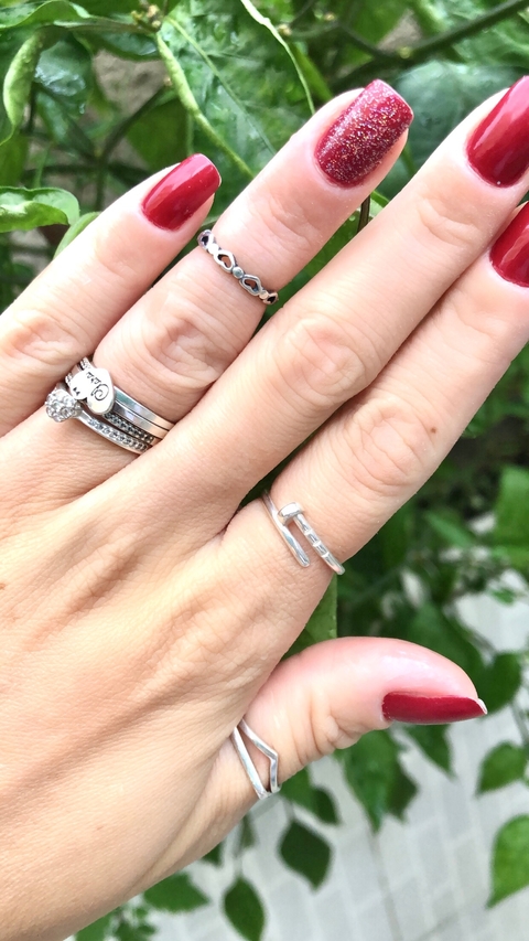 Anel Falange Corações Vazados