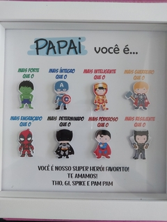 Quadro Papai Super Herói - Moldura Branca - comprar online