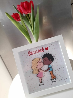 Quadro Namoradinhos - Moldura Branca