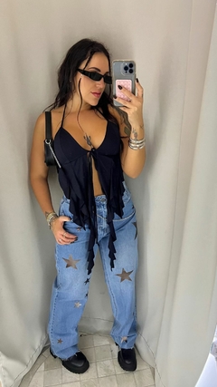 CALÇA WIDE LEG FOIL STAR